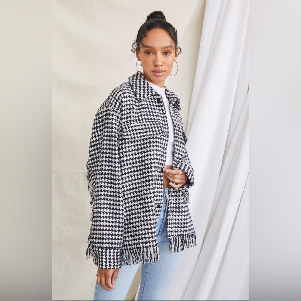 Houndstooth Fringe Jacket